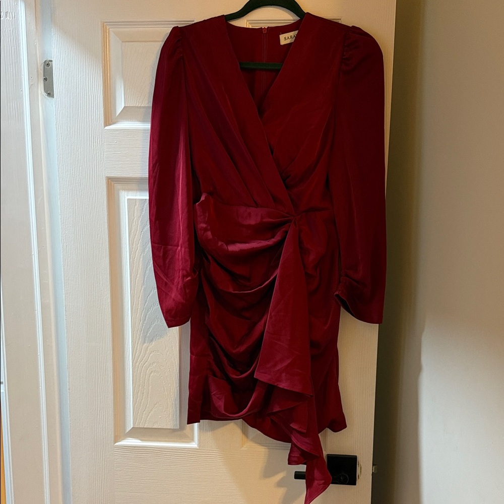 Elegant Red Draped Dress